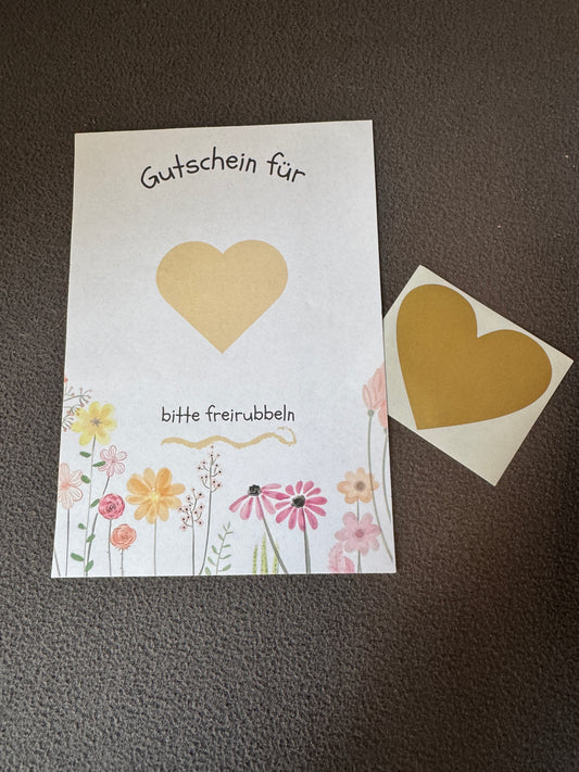 Sommerliches Rubbellos „Gutschein“ mit Rubbelaufkleber – für kreative Geschenke oder Überraschungen.