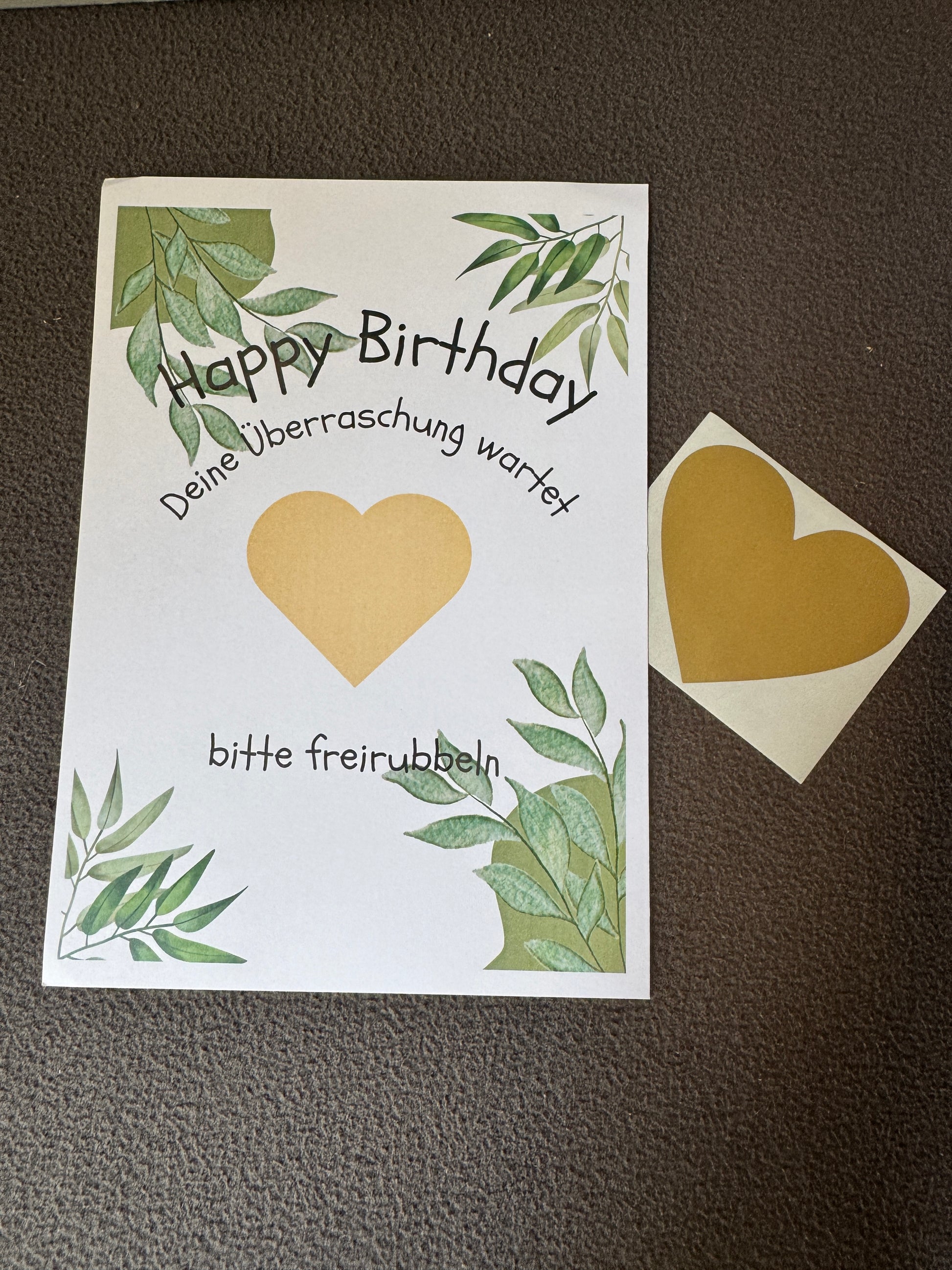 Geburtstagskarte zum Selberbeschriften mit Rubbelherz