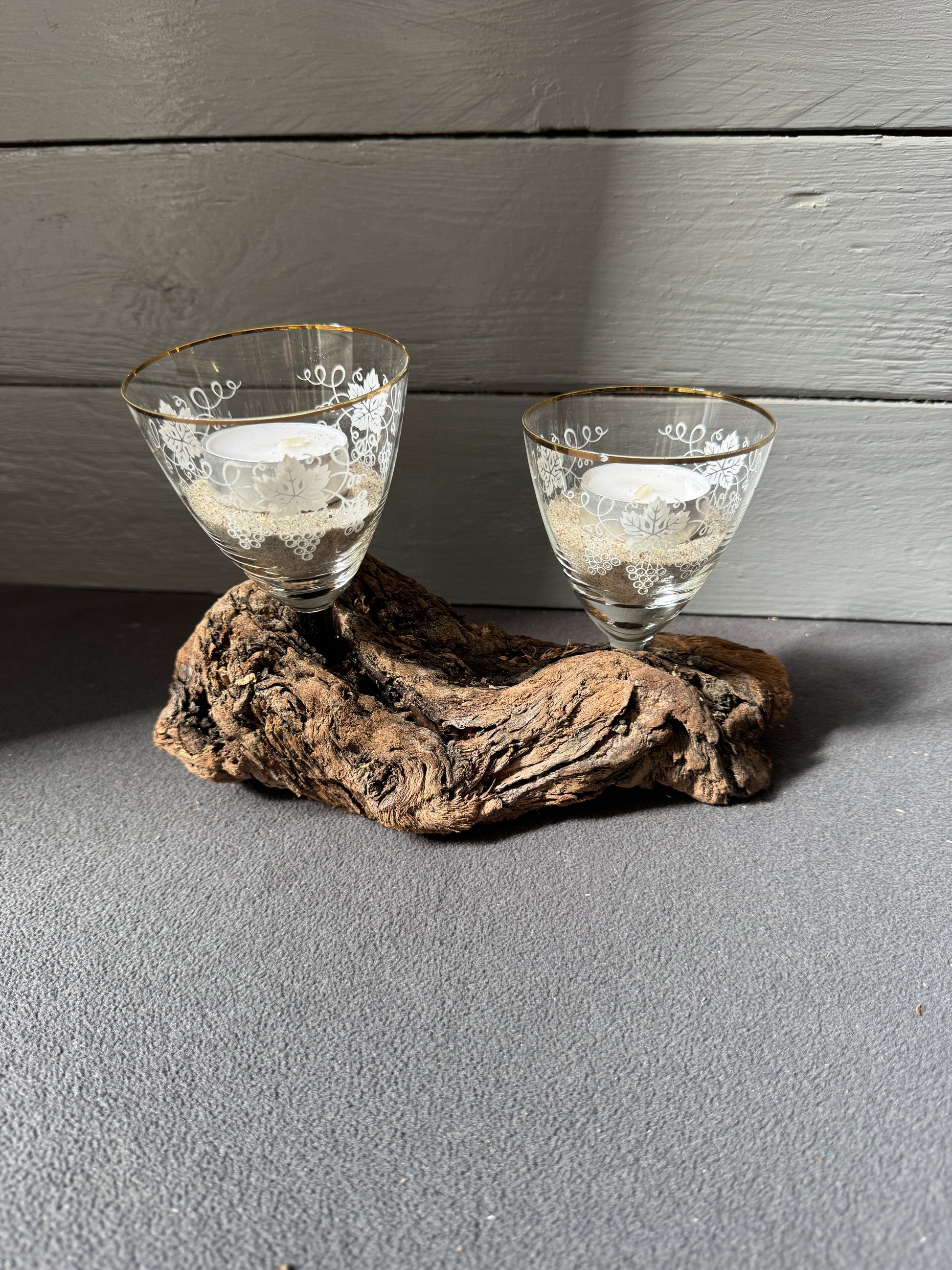 Kerzenhalter „Küstenfeuer“ aus Ostsee-Treibholz Upcycling-Deko mit Teelichtern