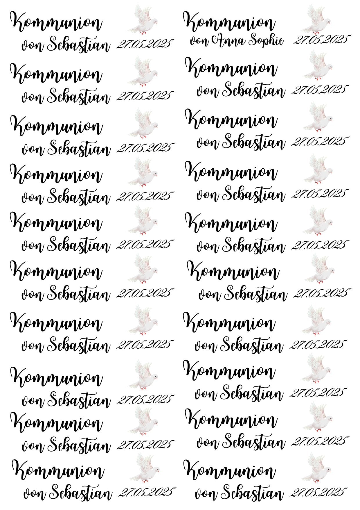 Gastgeschenk Kommunion – Kerze mit individuellem Tattoo