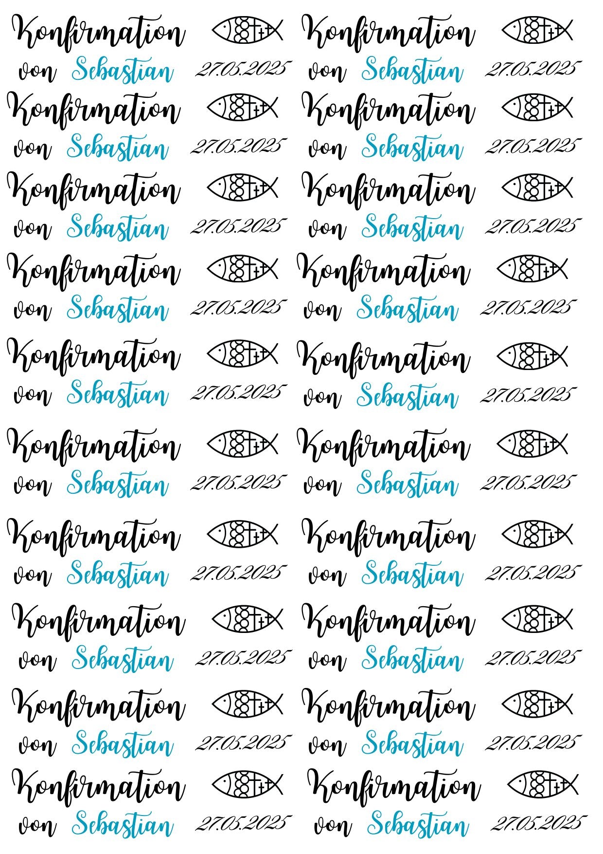 Tischdekoration Konfirmationsfeier – Kerzen mit Namen