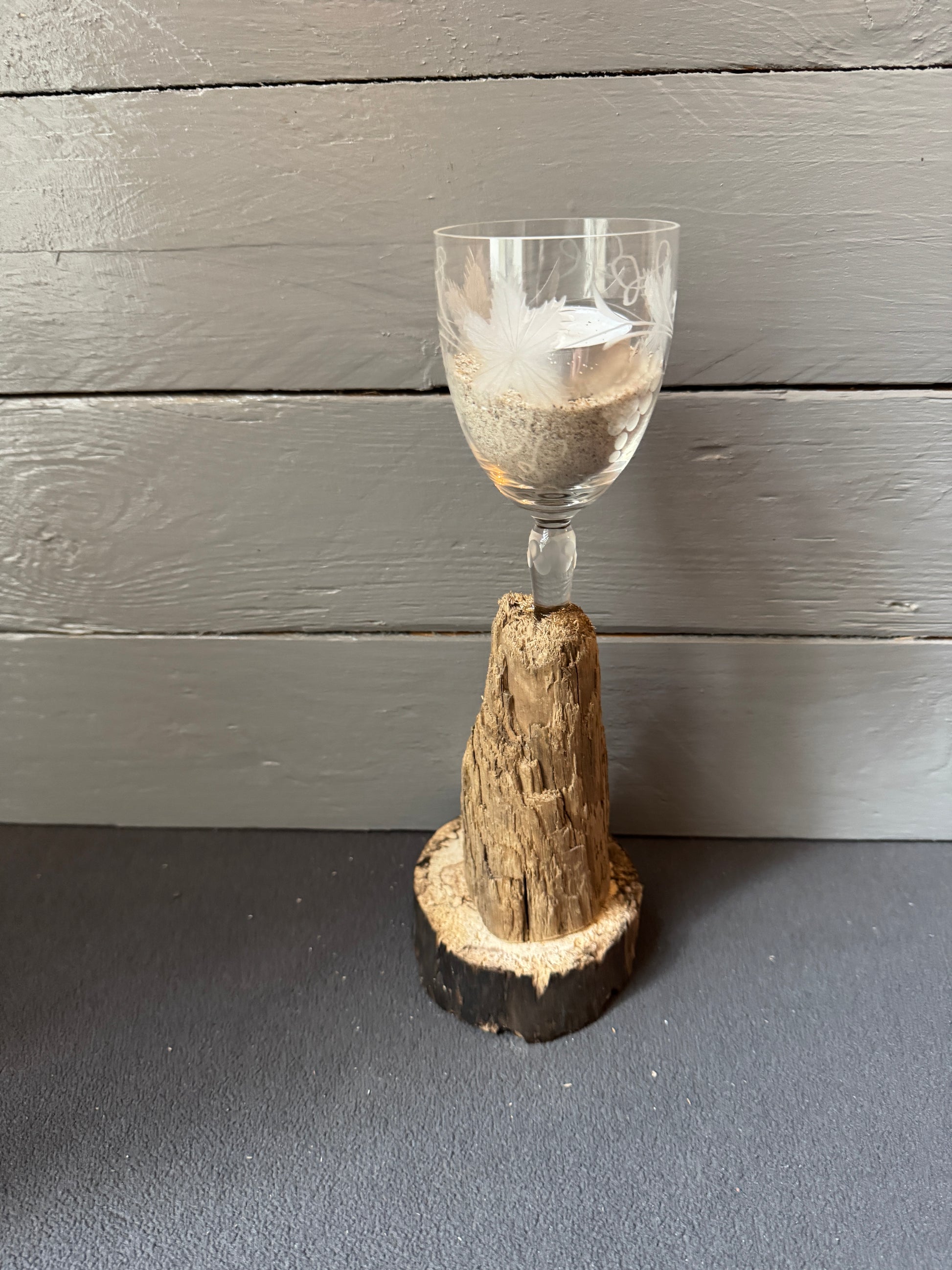 Kerzenhalter „Ostseeabend“ aus Treibholz und Holzscheibe