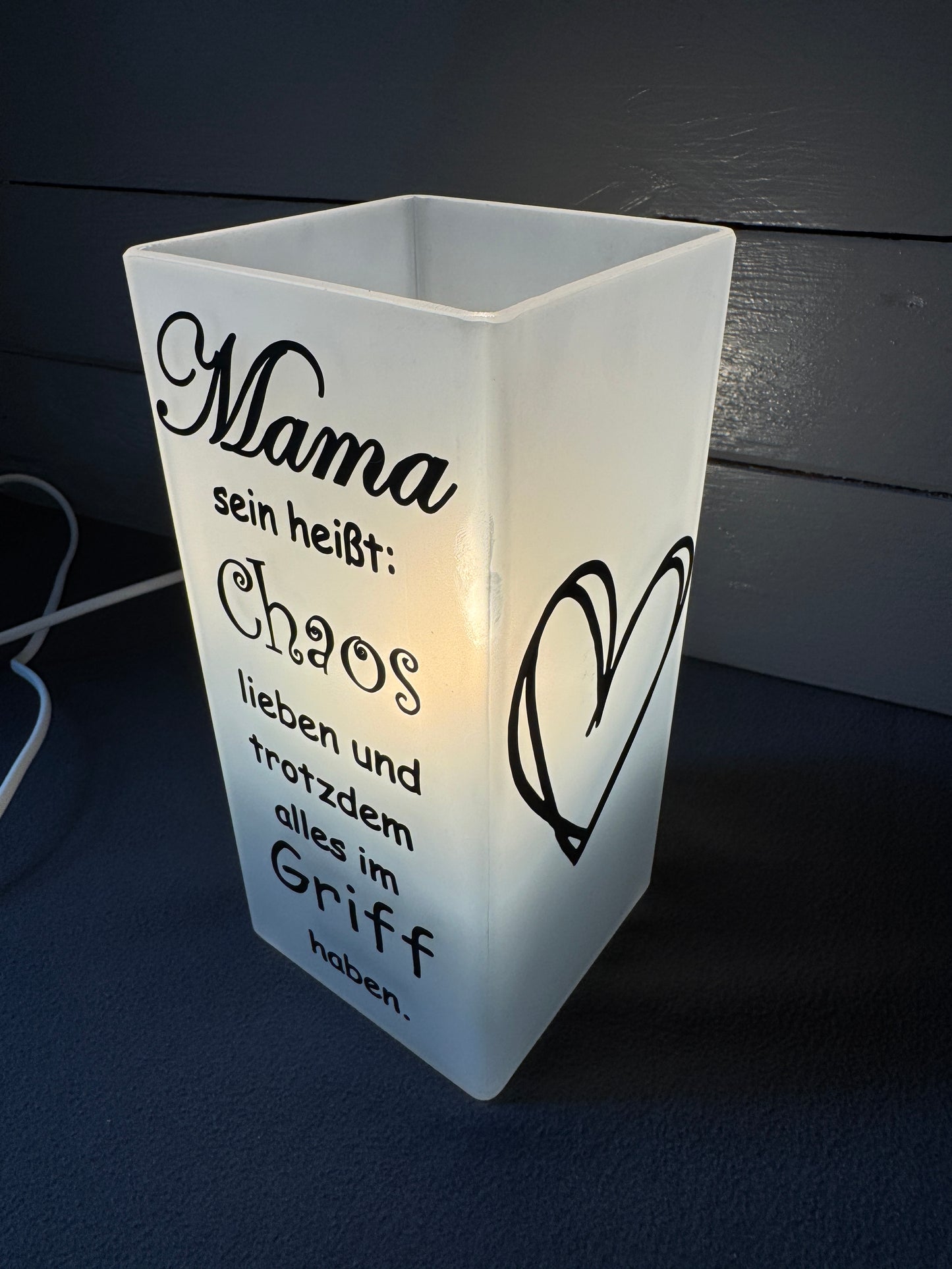 Lampe mit witzigem Spruch für Muttertag