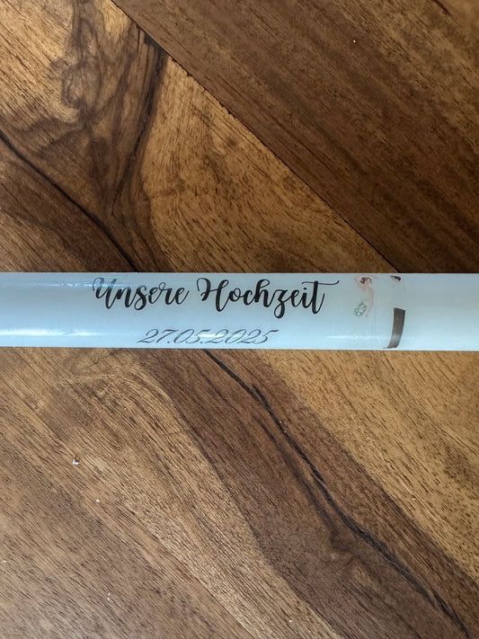 Personalisierte Stabkerzen Kerzentattoos zur Hochzeit PDF – mit Datum und Brautpaar