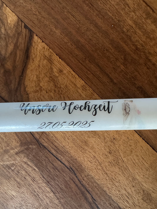 Personalisierte Stabkerzen Kerzentattoos zur Hochzeit PDF – mit Datum und Brautpaar pastell