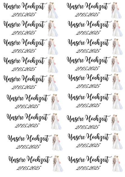 Beispiel für personalisierte Kerzen als Gastgeschenke zur Hochzeit