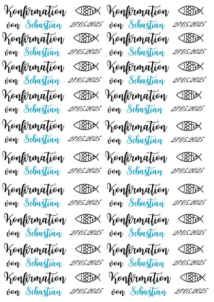 Tischdekoration Konfirmationsfeier – Kerzen mit Namen