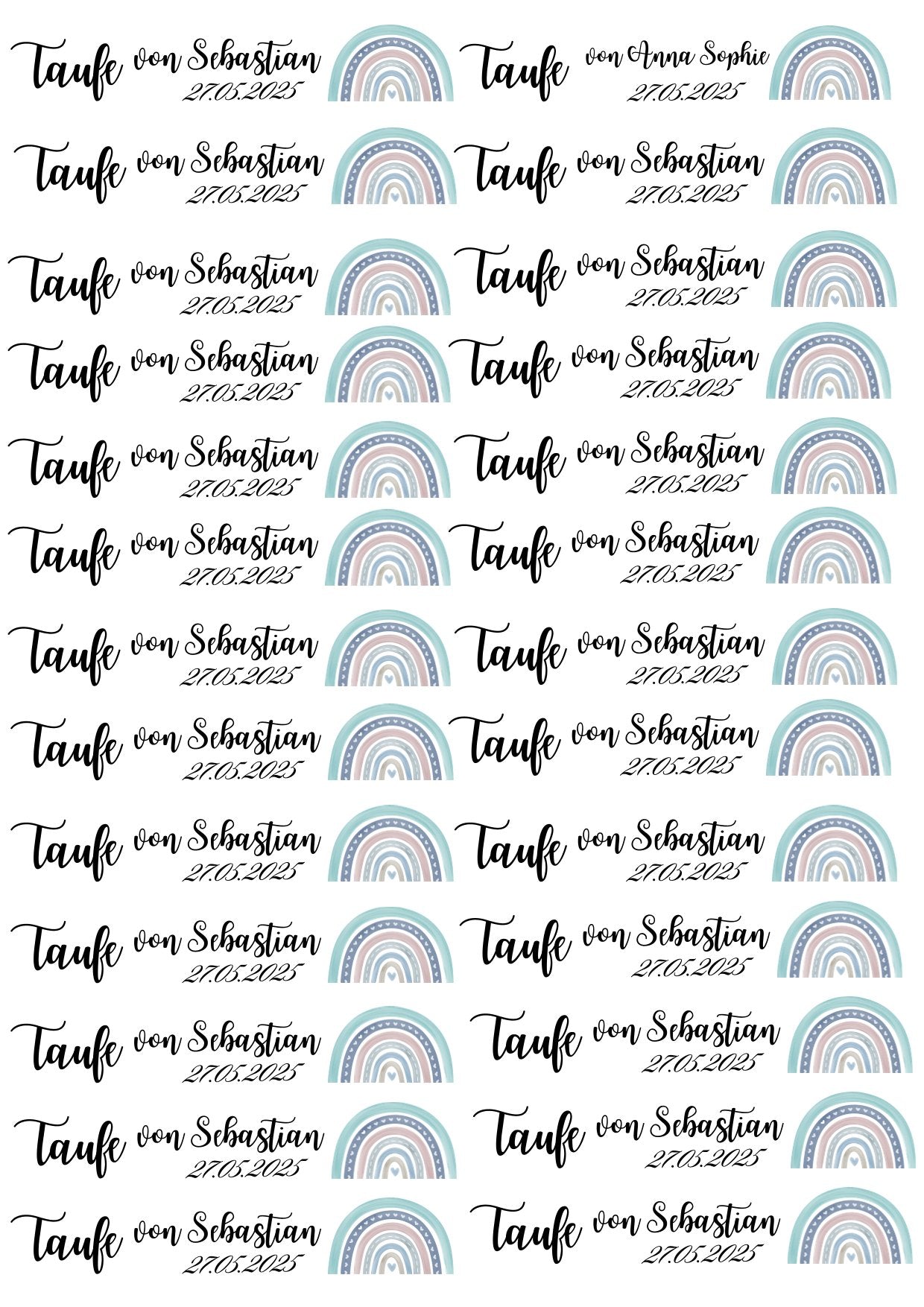 Taufe Geschenkidee – personalisierte Kerze mit Regenbogen
