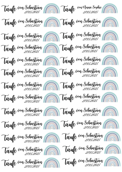 Taufe Geschenkidee – personalisierte Kerze mit Regenbogen
