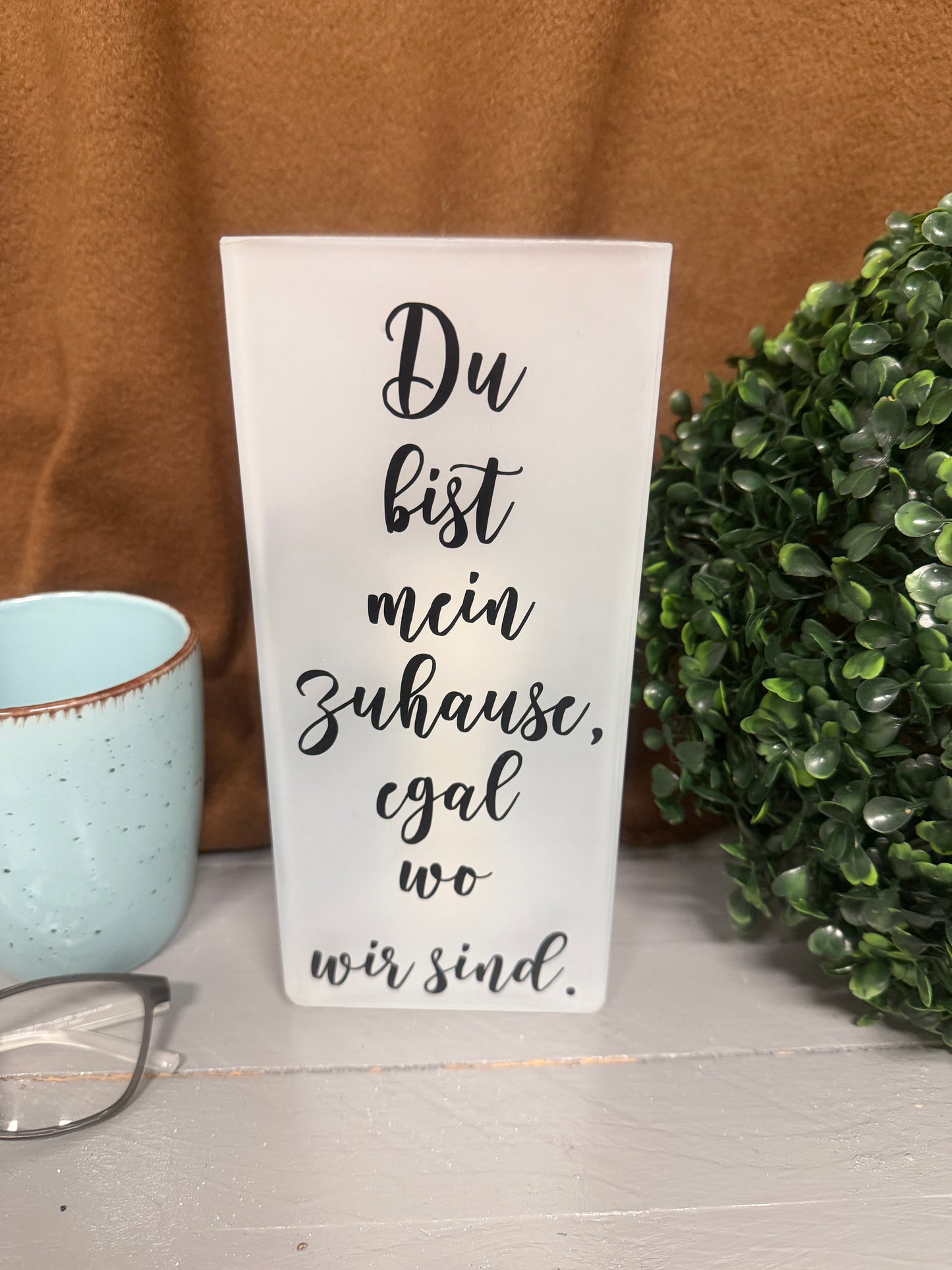 Glaslampe Du bist mein Zuhause als Geschenk für Paare unbeleuchtet.