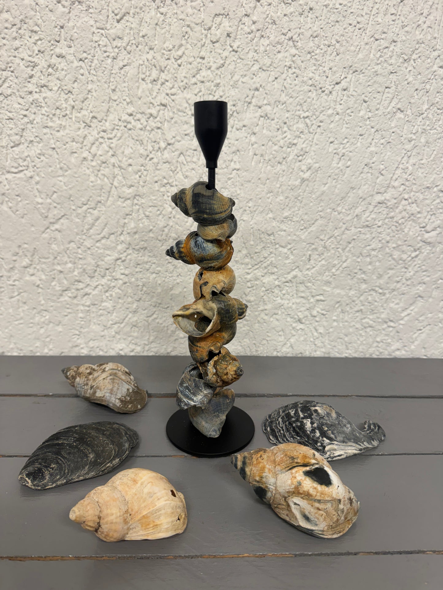 Kerzenständer aus Wellhornschnecken als Küsten-Dekoration