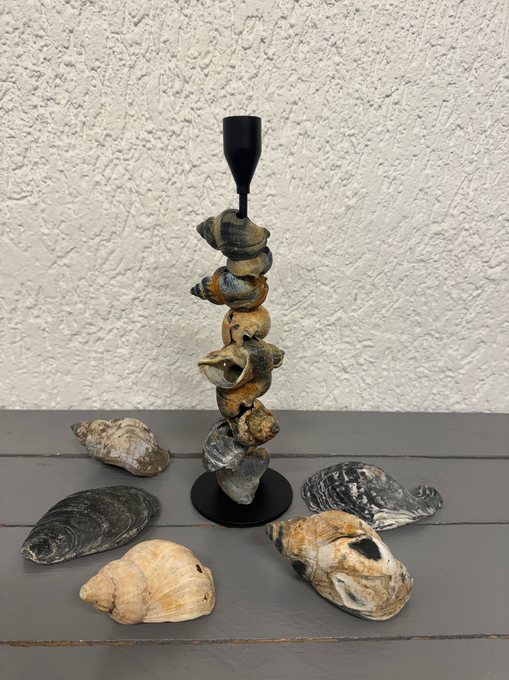 Kerzenständer aus Wellhornschnecken als Küsten-Dekoration