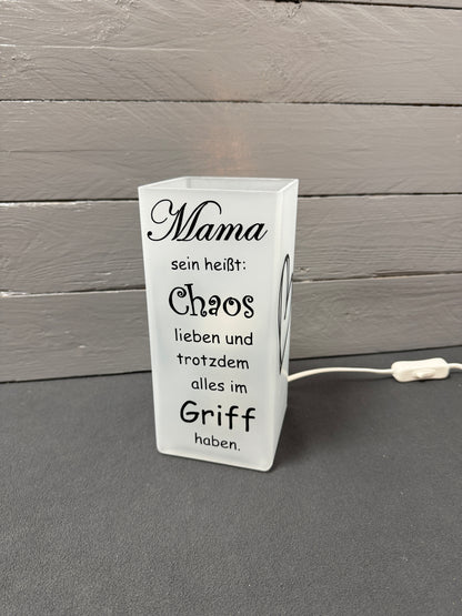 Personalisierte Glaslampe als Geschenk für Mama