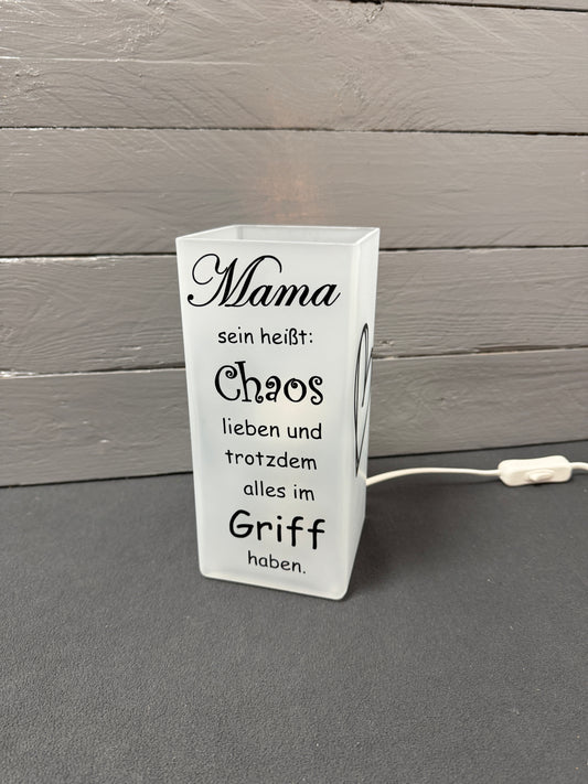 Personalisierte Glaslampe als Geschenk für Mama