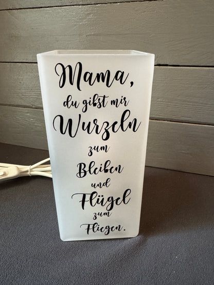 Personalisierte Glaslampe als Geschenk für Mama