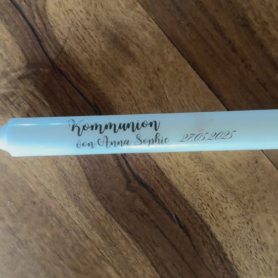 DIY-Stabkerze zur Kommunion mit personalisiertem Motiv