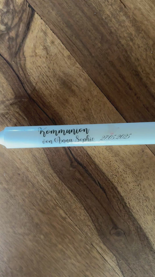 DIY-Stabkerze zur Kommunion mit personalisiertem Motiv
