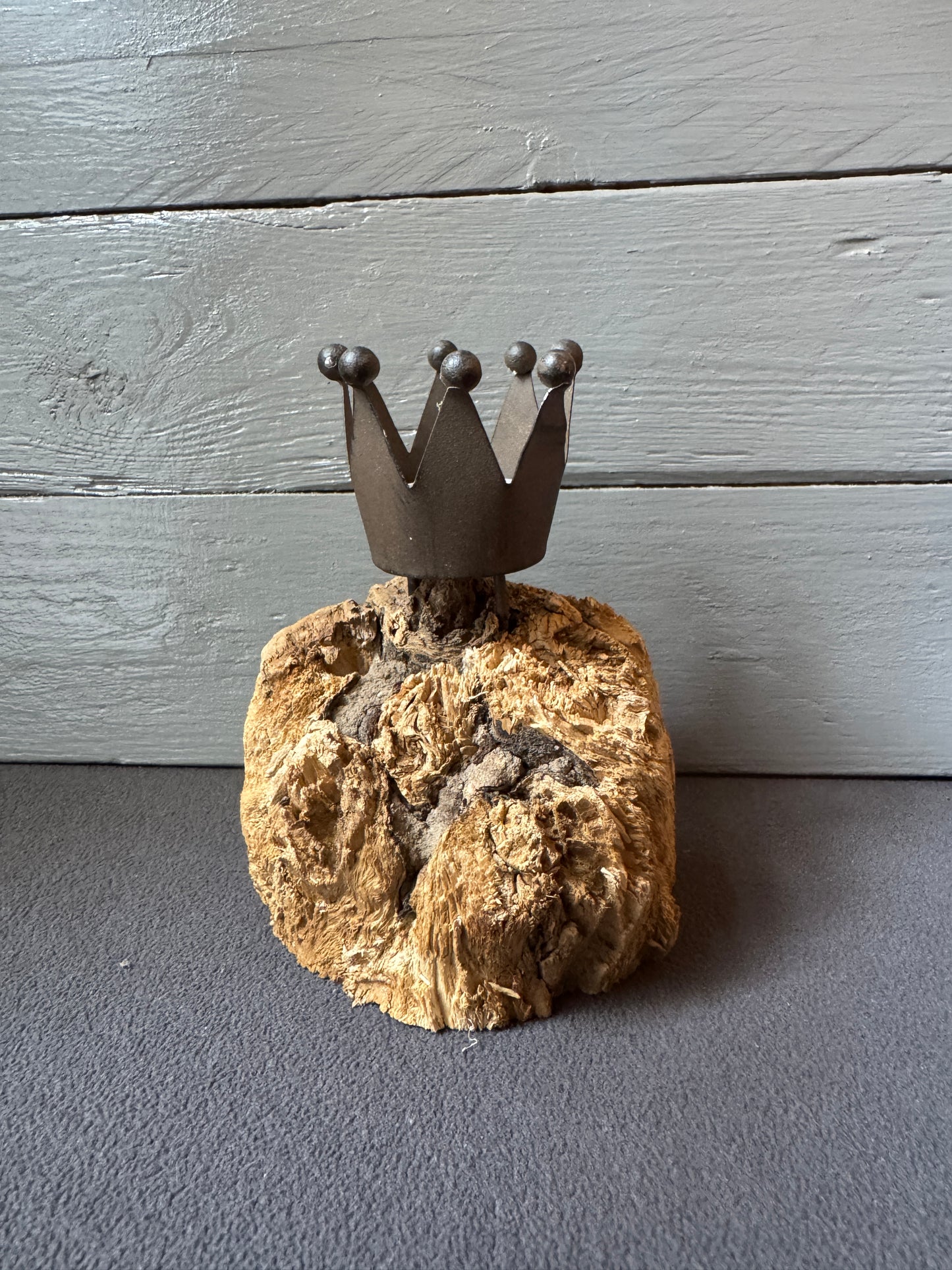 Treibholz Kerzenhalter Kronenlicht Büsum mit Metallkrone