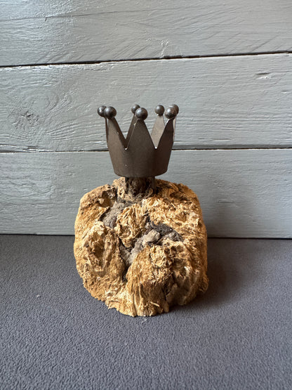 Treibholz Kerzenhalter Kronenlicht Büsum mit Metallkrone