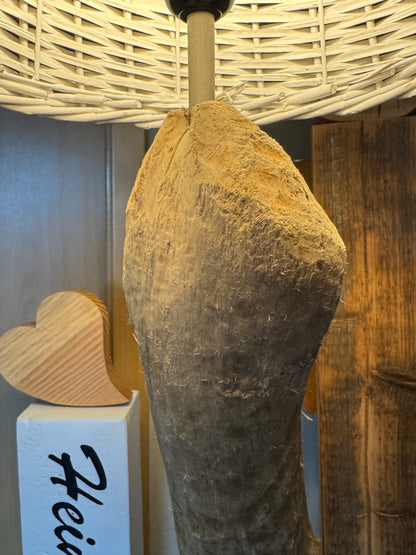 Detail der E14-Fassung an der handgefertigten Treibholz-Stehlampe
