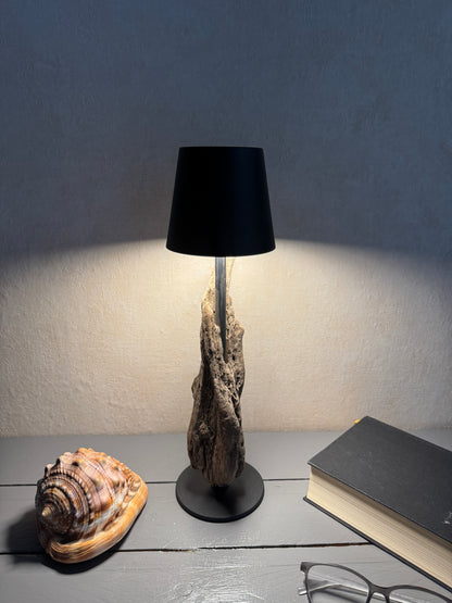 Detailansicht naturbelassenes Ostsee Treibholz an Tischlampe