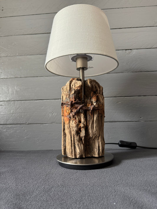 Maritime Treibholzlampe aus Nordseeholz bei Friedrichskoog – Frontansicht