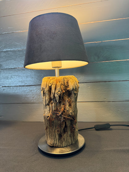 Handgefertigte Lampe rund 20 cm Grau samtig