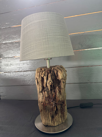 Treibholzlampe rund 20 cm Taupe ausgeschaltet