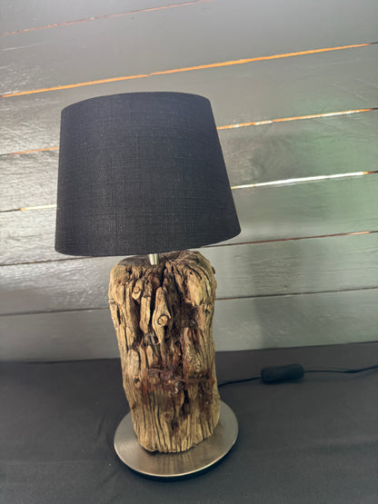 Treibholzlampe rund 20 cm Schwarz modern maritim